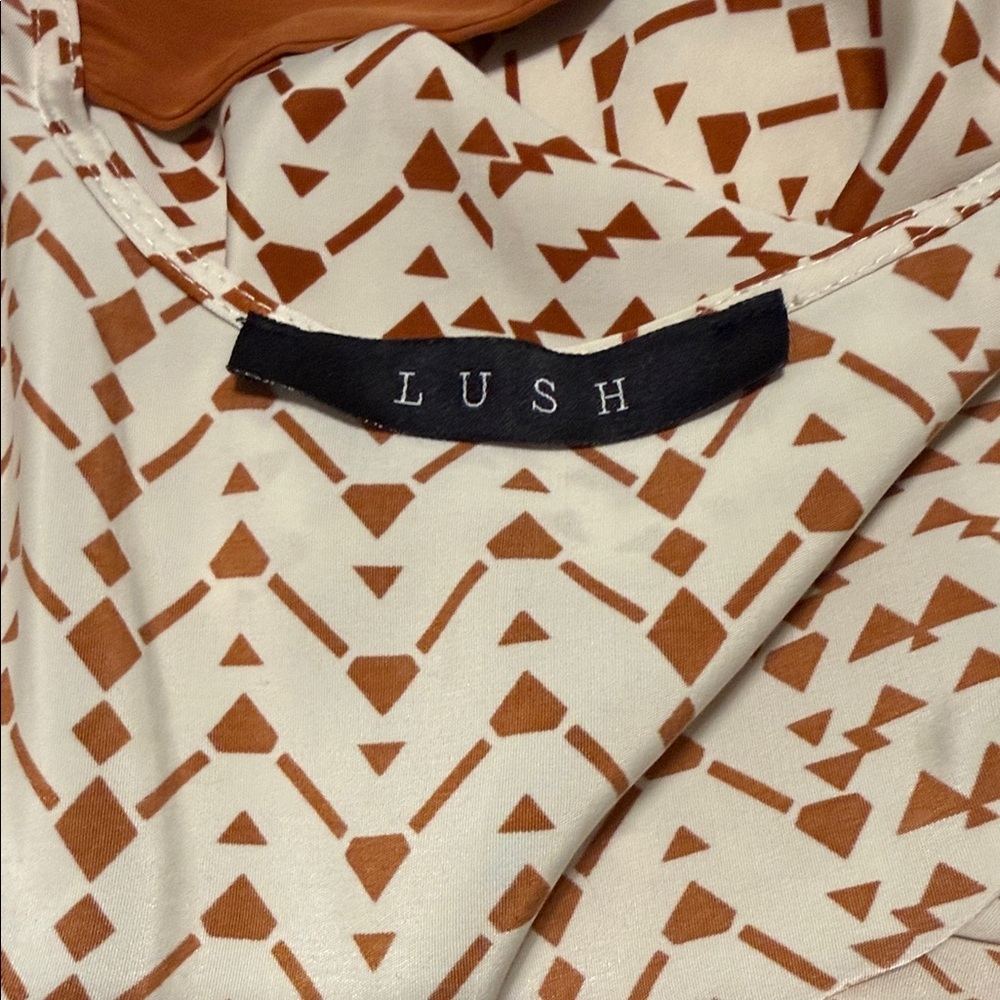 Lush Cream Mini Dress with Rust Straps and Geometric Print‎ - Picture 7 of 7